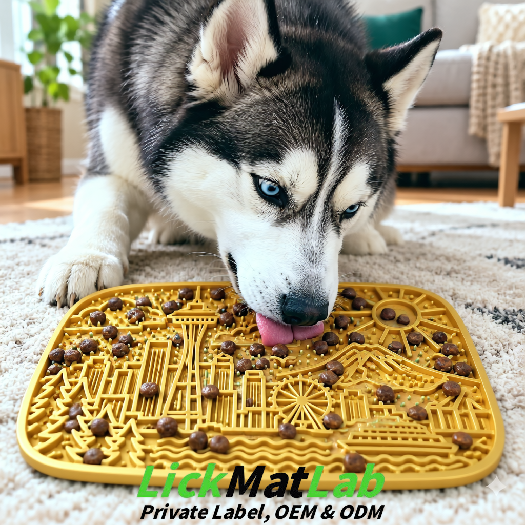 Gold Seattle City-Themed Lick Mats for Pets | Private Label