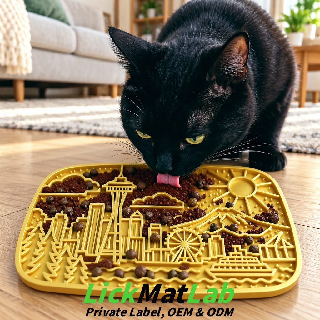 Gold Seattle City-Themed Lick Mats for Pets | Private Label