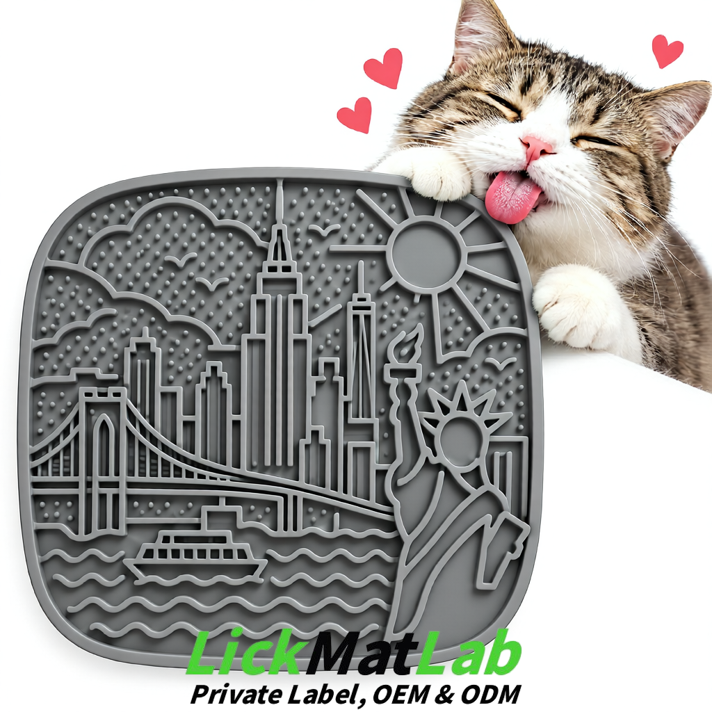 Gray New York Themed Lick Mats for Pets | Private Label & OEM/ODM