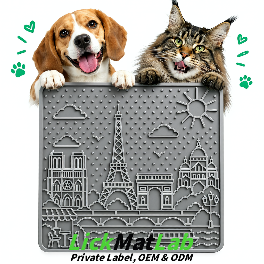 Gray French-Inspired Paris Lick Mats for Pets | Private Label