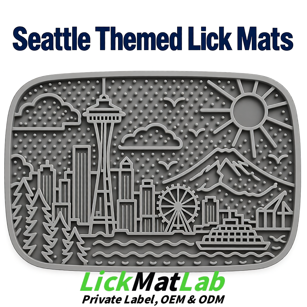 Gray Seattle City-Themed Lick Mats for Pets | Private Label