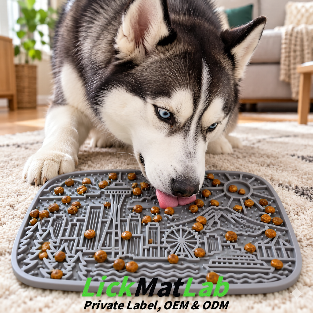 Gray Seattle City-Themed Lick Mats for Pets | Private Label
