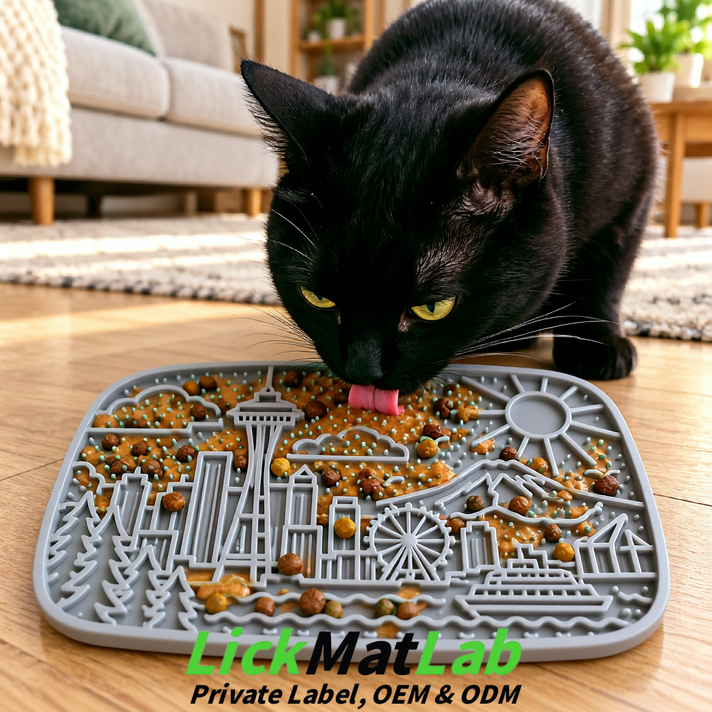 Gray Seattle City-Themed Lick Mats for Pets | Private Label
