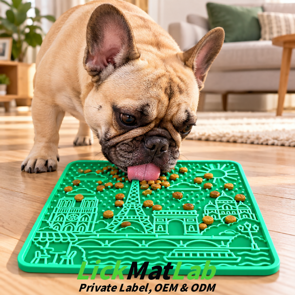 Green French-Inspired Paris Lick Mats for Pets | Private Label