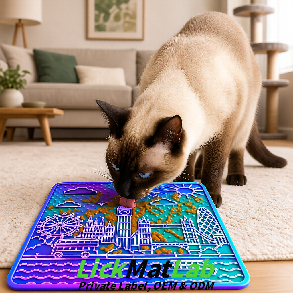 Holographic London-Themed Lick Mats for Dogs & Cats | Custom Logo
