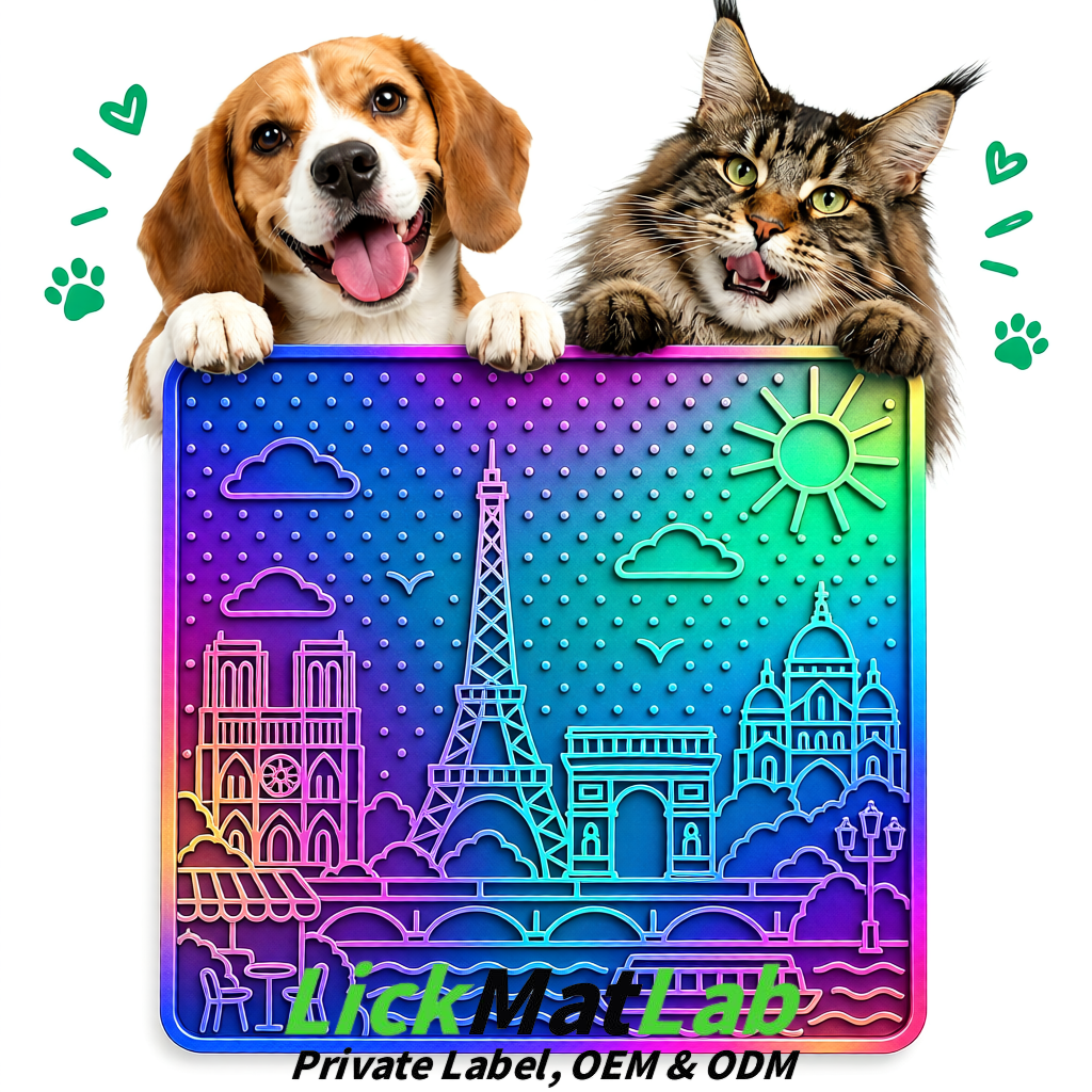 Holographic French-Inspired Paris Lick Mats for Pets | Private Label