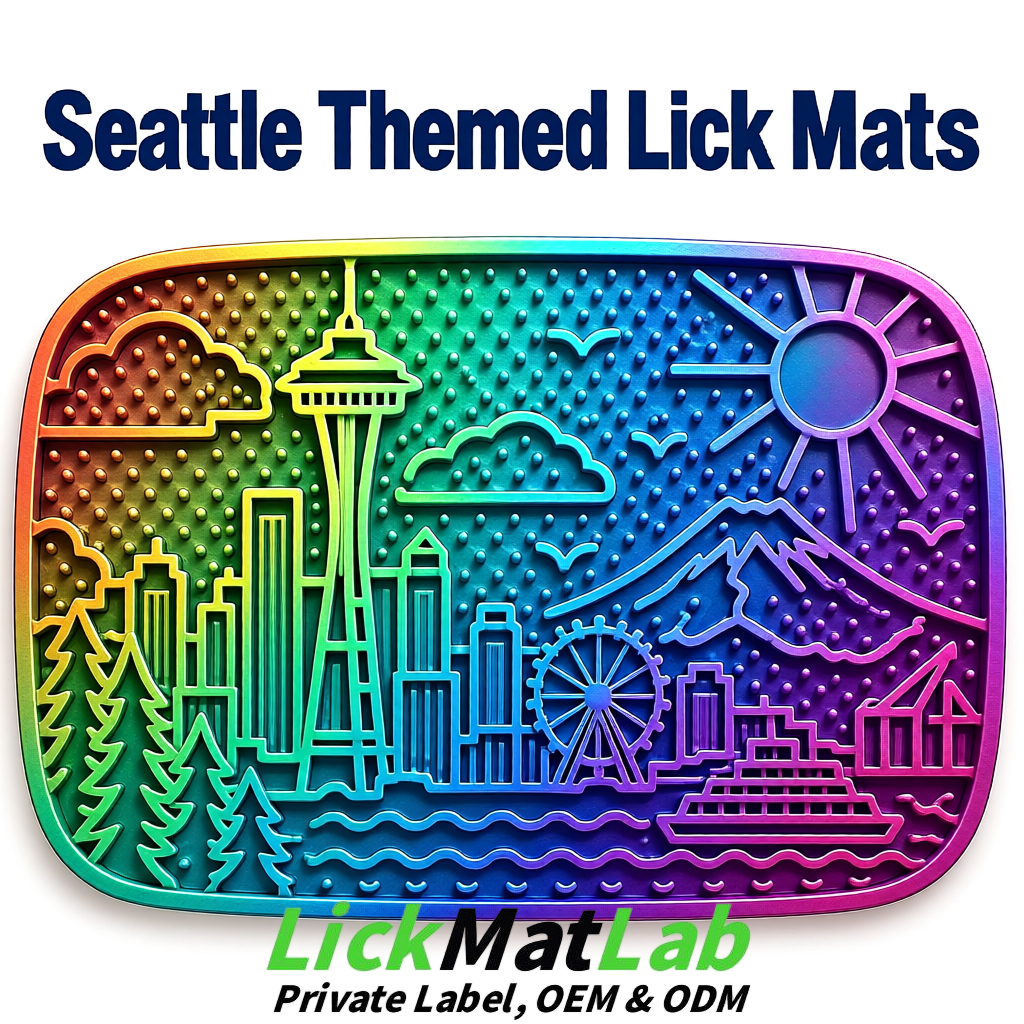 Holographic Seattle City-Themed Lick Mats for Pets | Private Label