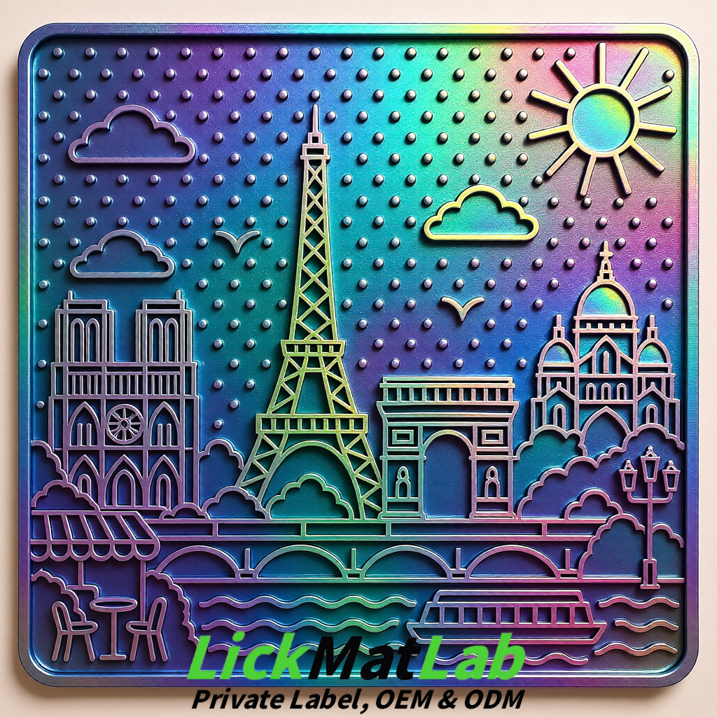 Iridescent French-Inspired Paris Lick Mats for Pets | Private Label