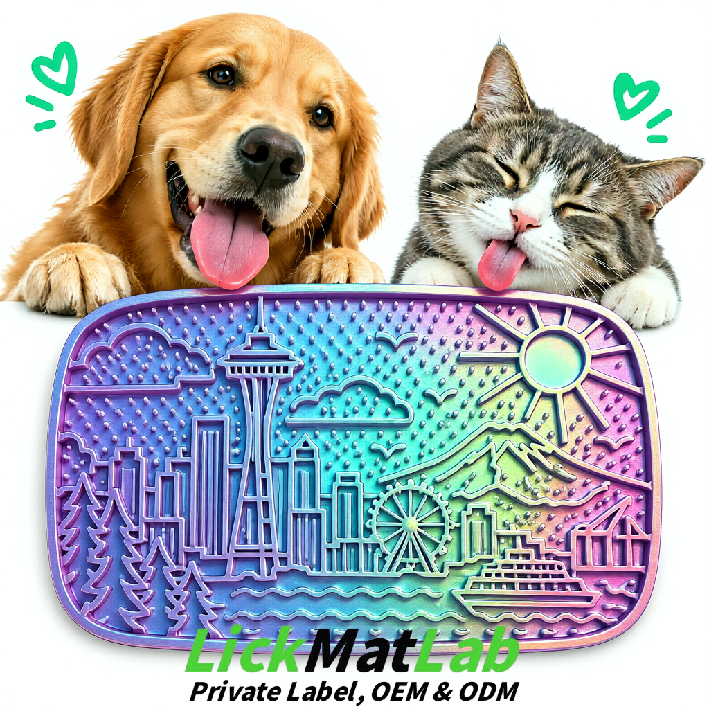 Iridescent Seattle City-Themed Lick Mats for Pets | Private Label
