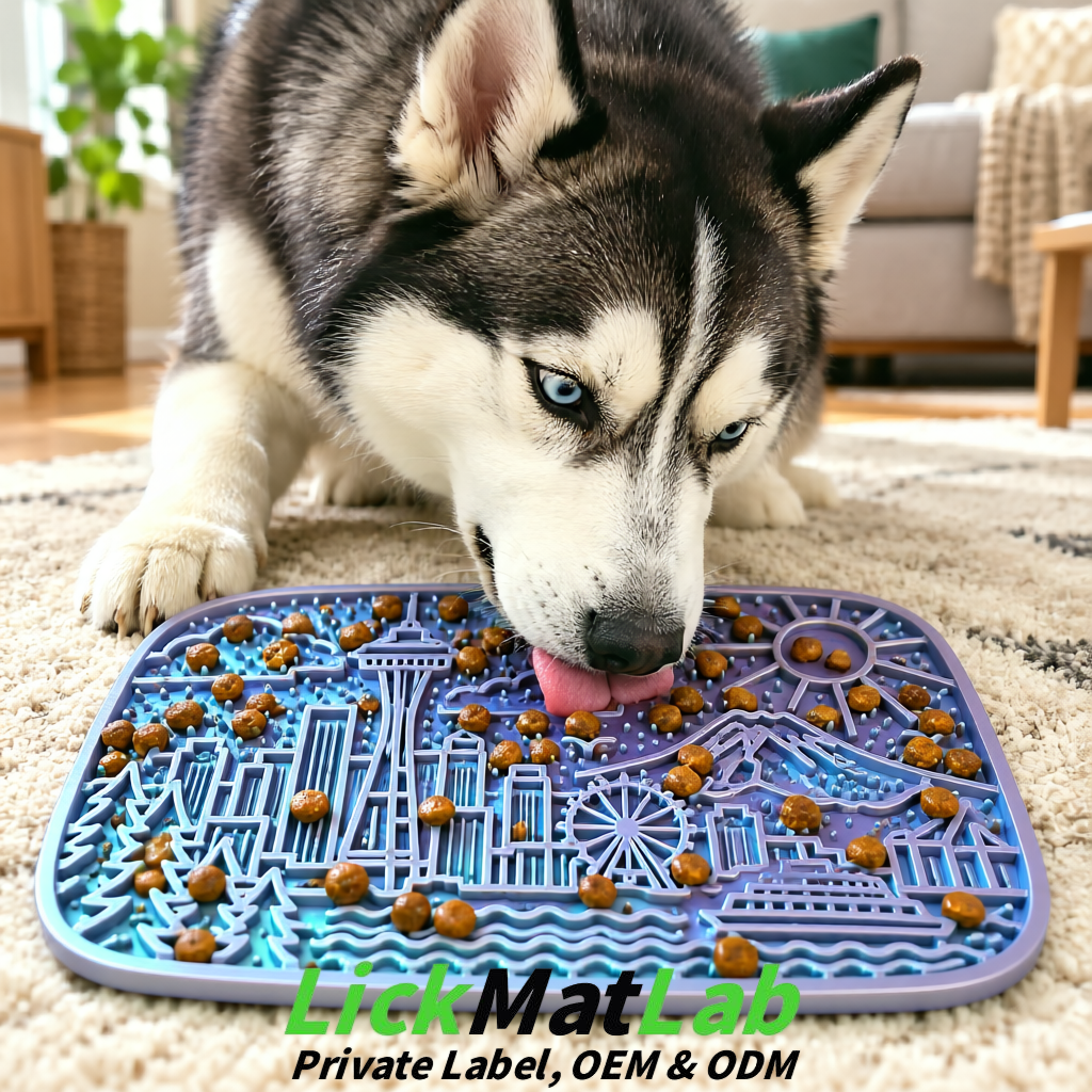 Iridescent Seattle City-Themed Lick Mats for Pets | Private Label