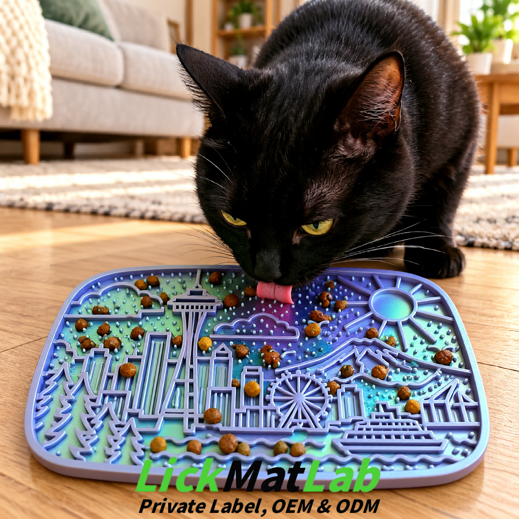 Iridescent Seattle City-Themed Lick Mats for Pets | Private Label
