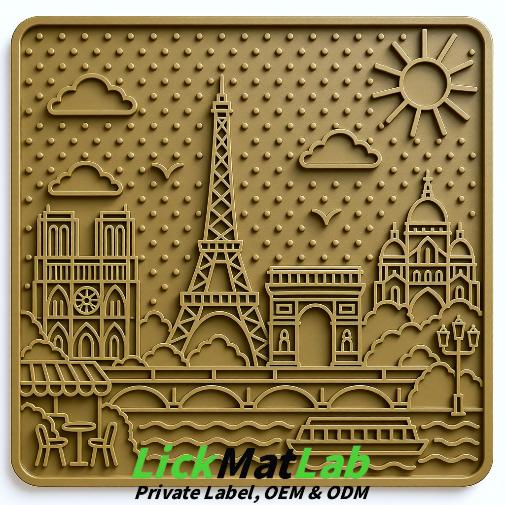 Khaki French-Inspired Paris Lick Mats for Pets | Private Label