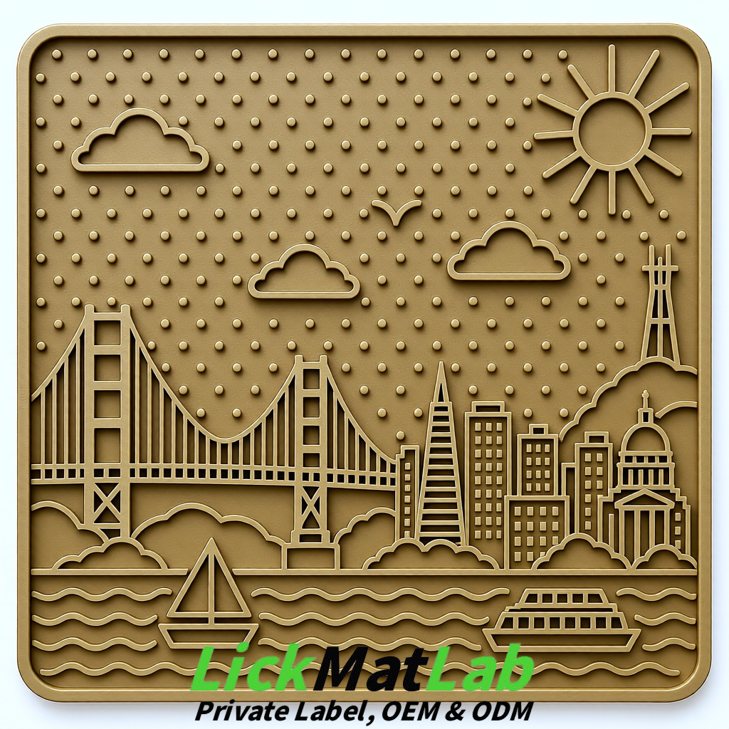 Khaki Bayside San Francisco Lick Mats | Private Label for Pets
