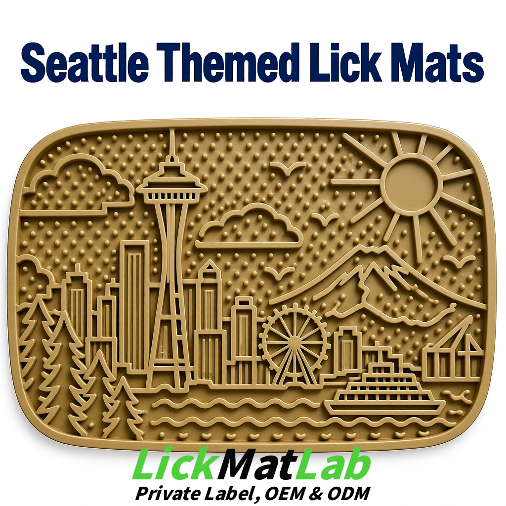 Khaki Seattle City-Themed Lick Mats for Pets | Private Label