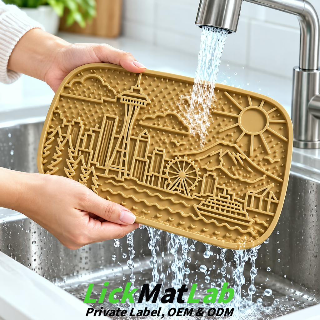 Khaki Seattle City-Themed Lick Mats for Pets | Private Label