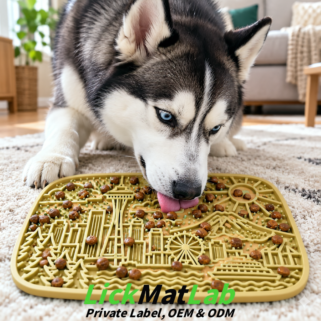 Khaki Seattle City-Themed Lick Mats for Pets | Private Label
