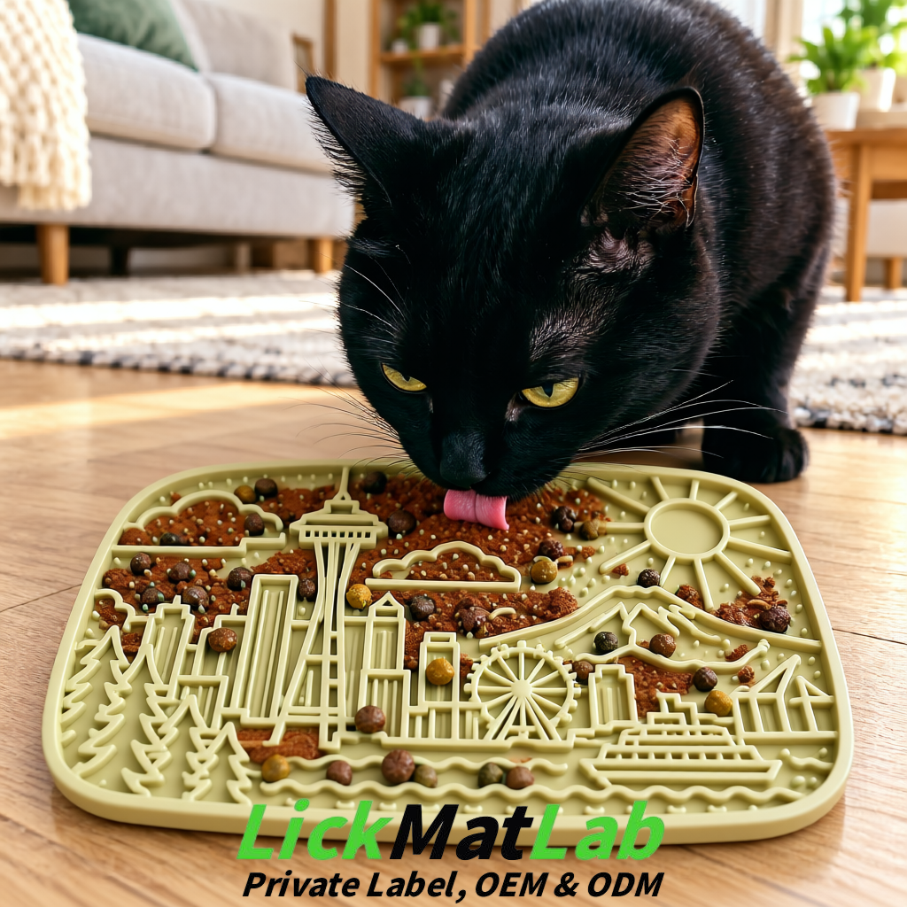 Khaki Seattle City-Themed Lick Mats for Pets | Private Label