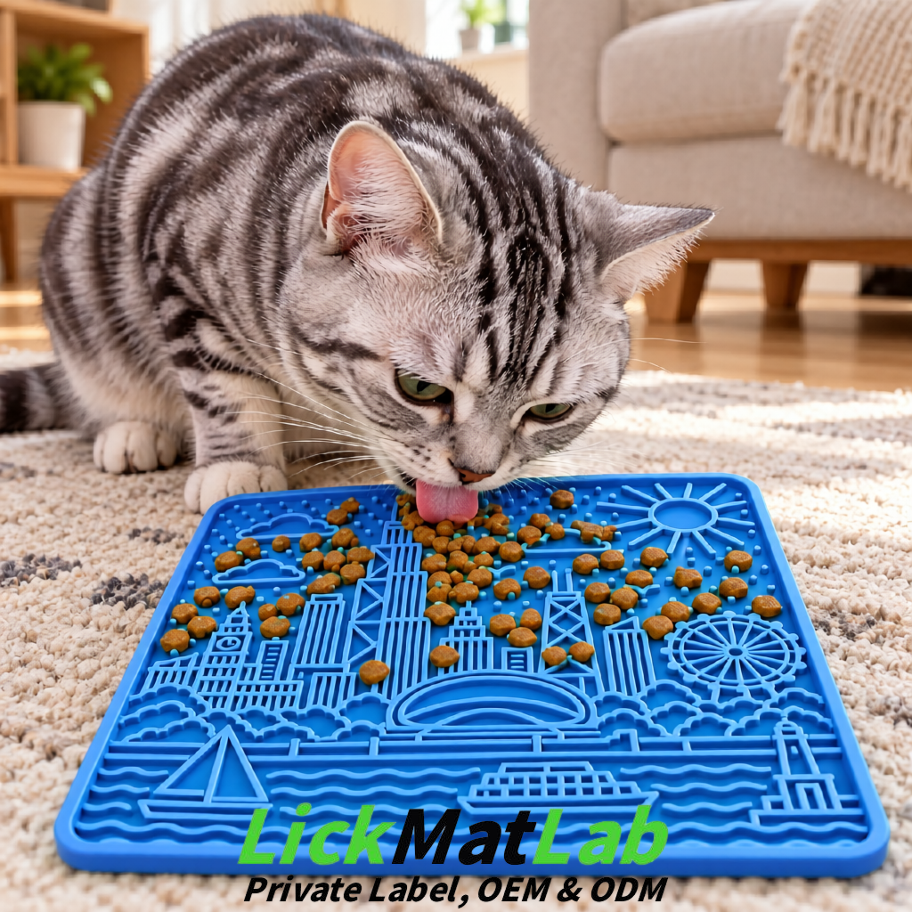 Klein Blue Chicago Skyline Lick Mats for Dogs & Cats | Private Label