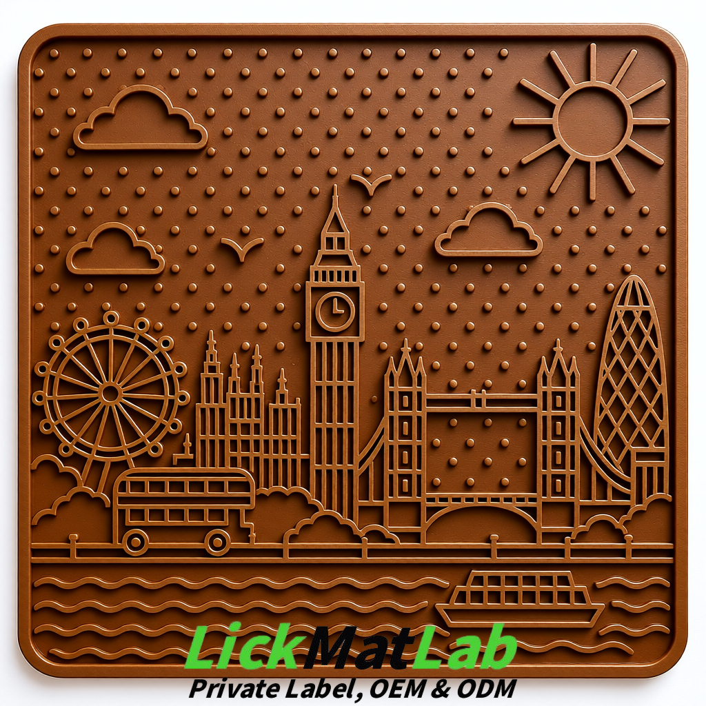 Kraft Brown London-Themed Lick Mats for Dogs & Cats | Custom Logo Kraft Brown London-Themed Lick Mats for Dogs & Cats | Custom Logo