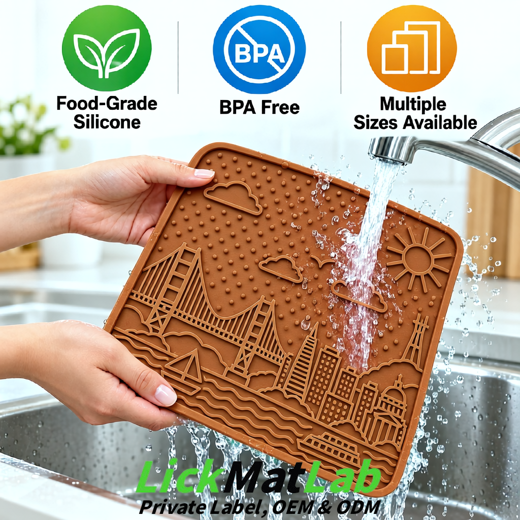 Kraft Brown Bayside San Francisco Lick Mats | Private Label for Pets