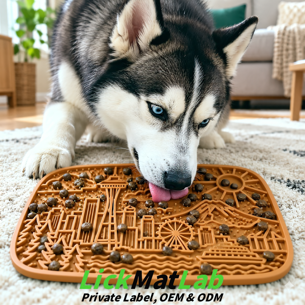 Kraft Brown Seattle City-Themed Lick Mats for Pets | Private Label
