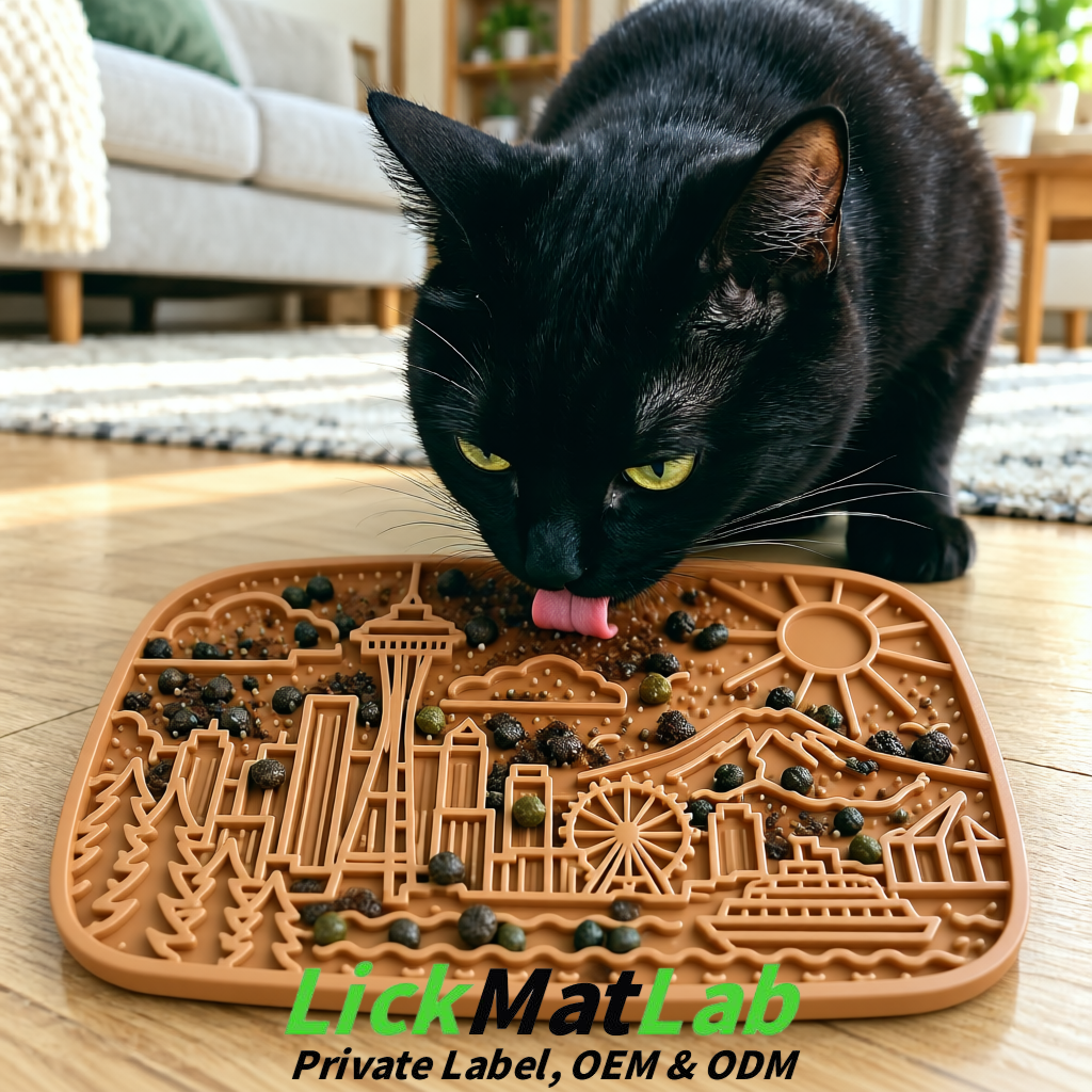 Kraft Brown Seattle City-Themed Lick Mats for Pets | Private Label