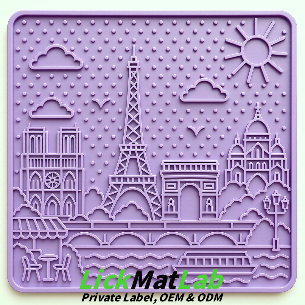 Lavender French-Inspired Paris Lick Mats for Pets | Private Label