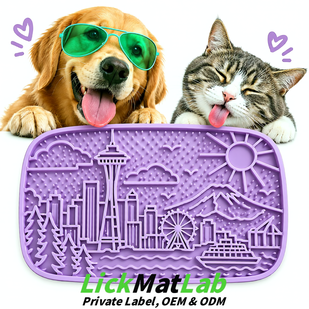Lavender Seattle City-Themed Lick Mats for Pets | Private Label