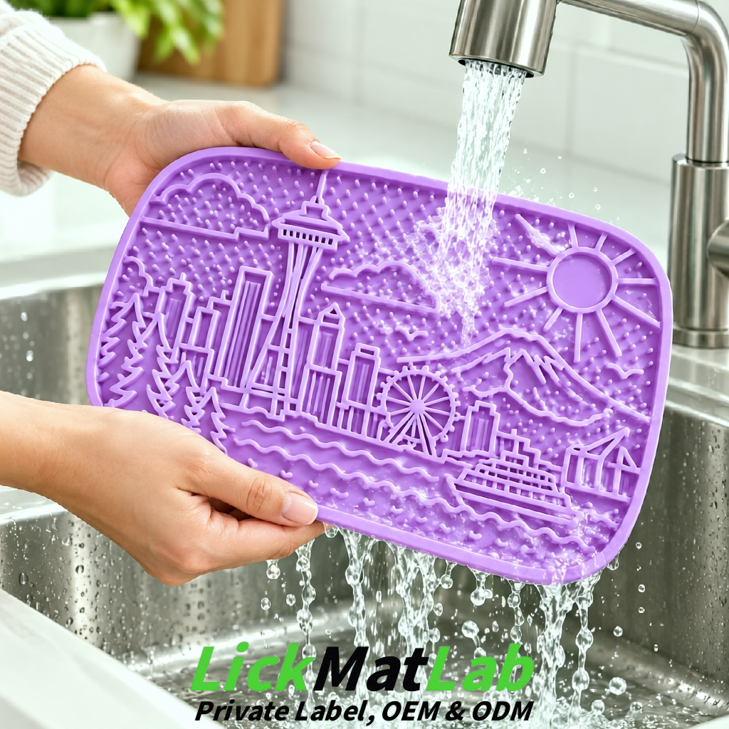 Lavender Seattle City-Themed Lick Mats for Pets | Private Label