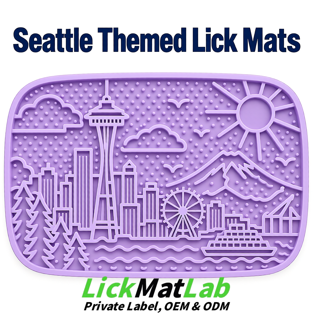 Lavender Seattle City-Themed Lick Mats for Pets | Private Label