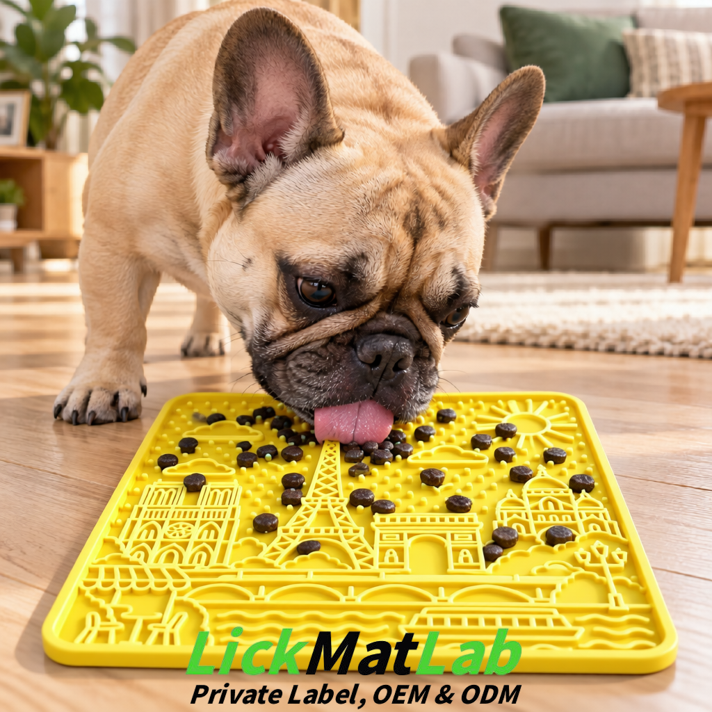 Lemon Yellow French-Inspired Paris Lick Mats for Pets | Private Label
