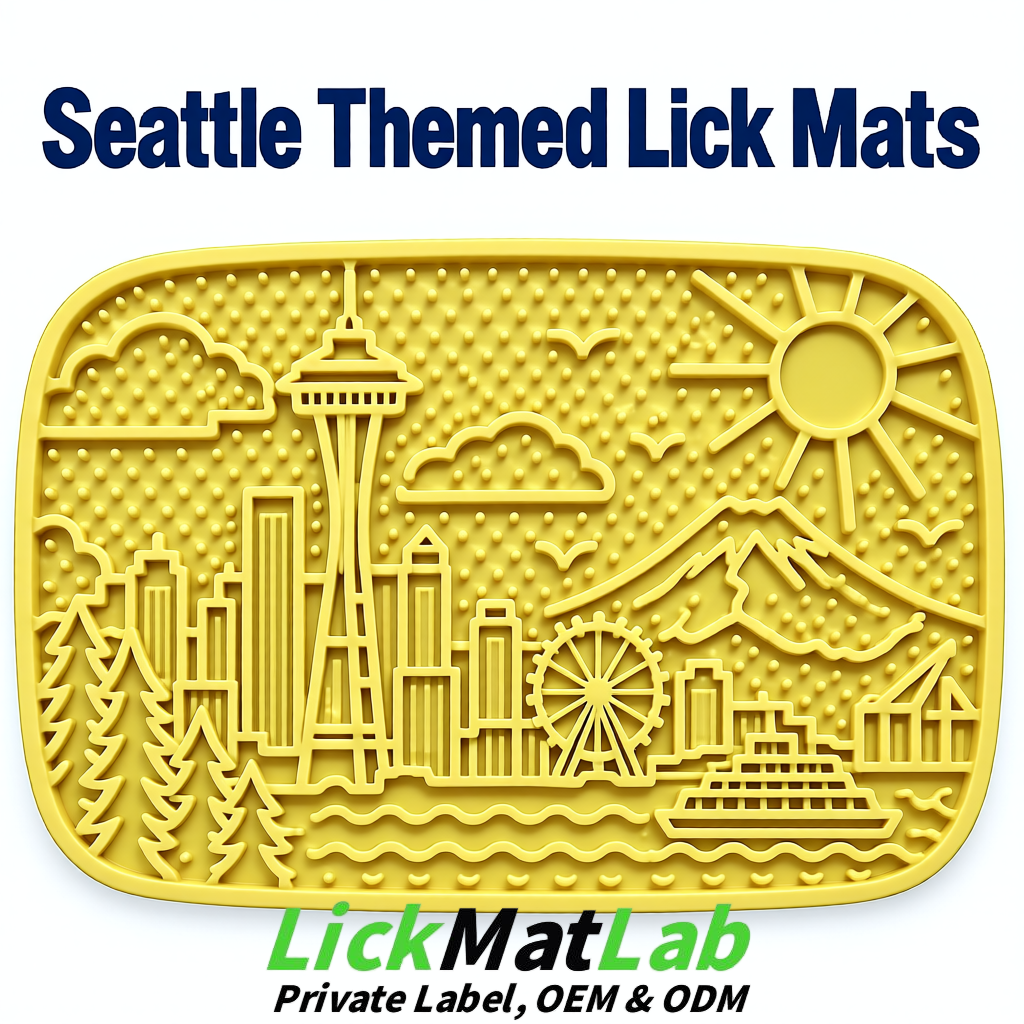 Lemon Yellow Seattle City-Themed Lick Mats for Pets | Private Label