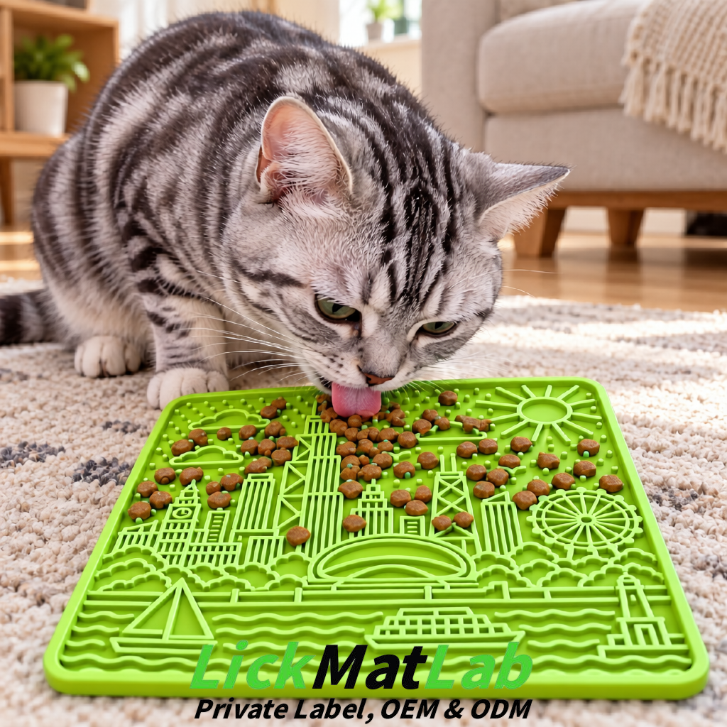 Lime Green Chicago Skyline Lick Mats for Dogs & Cats | Private Label