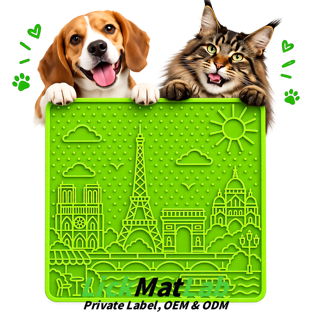 Lime Green French-Inspired Paris Lick Mats for Pets | Private Label