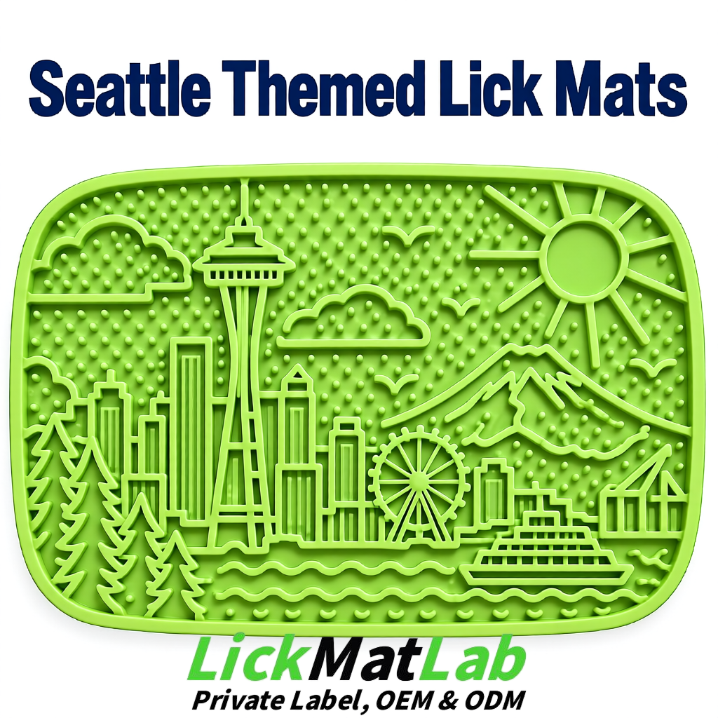 Lime Green Seattle City-Themed Lick Mats for Pets | Private Label