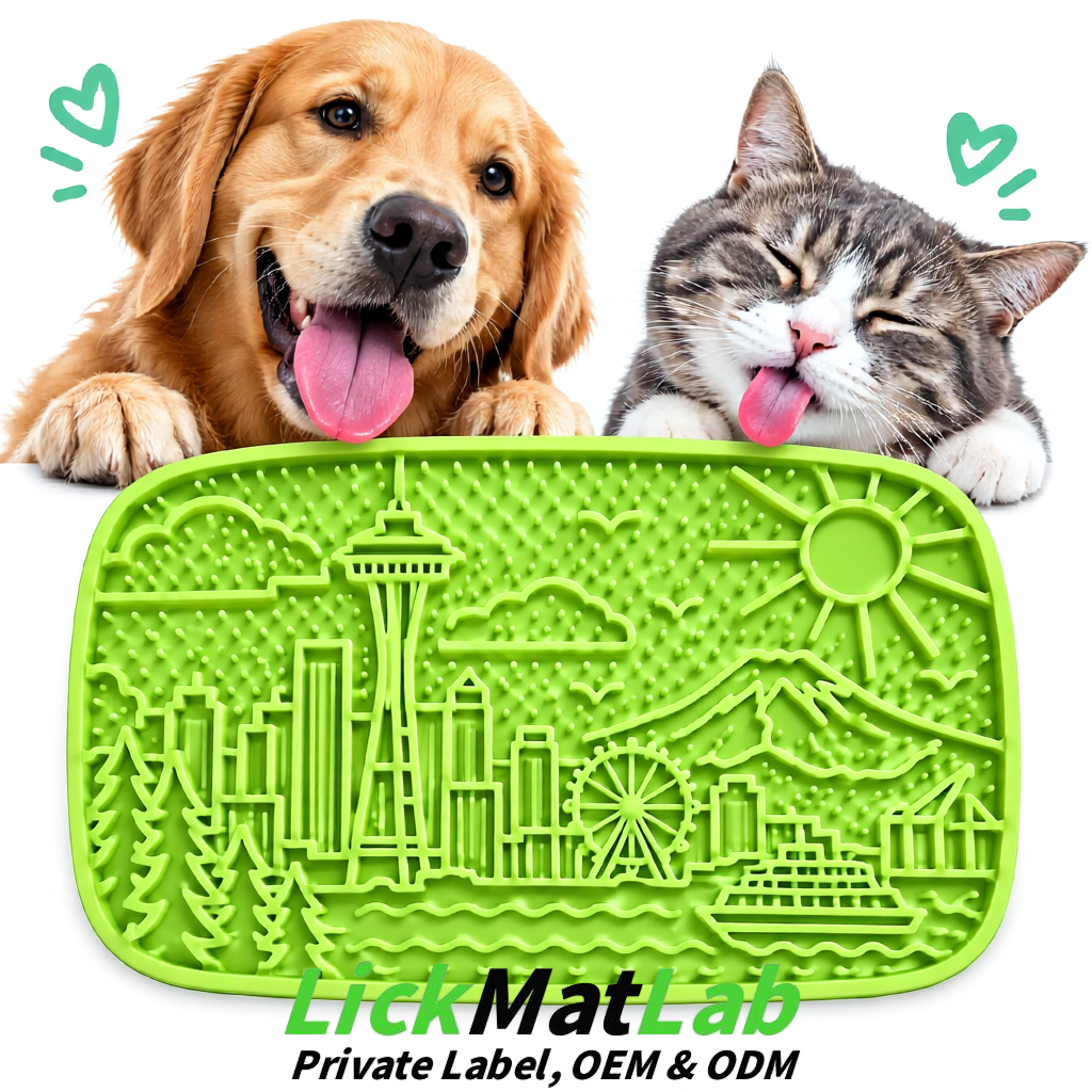 Lime Green Seattle City-Themed Lick Mats for Pets | Private Label