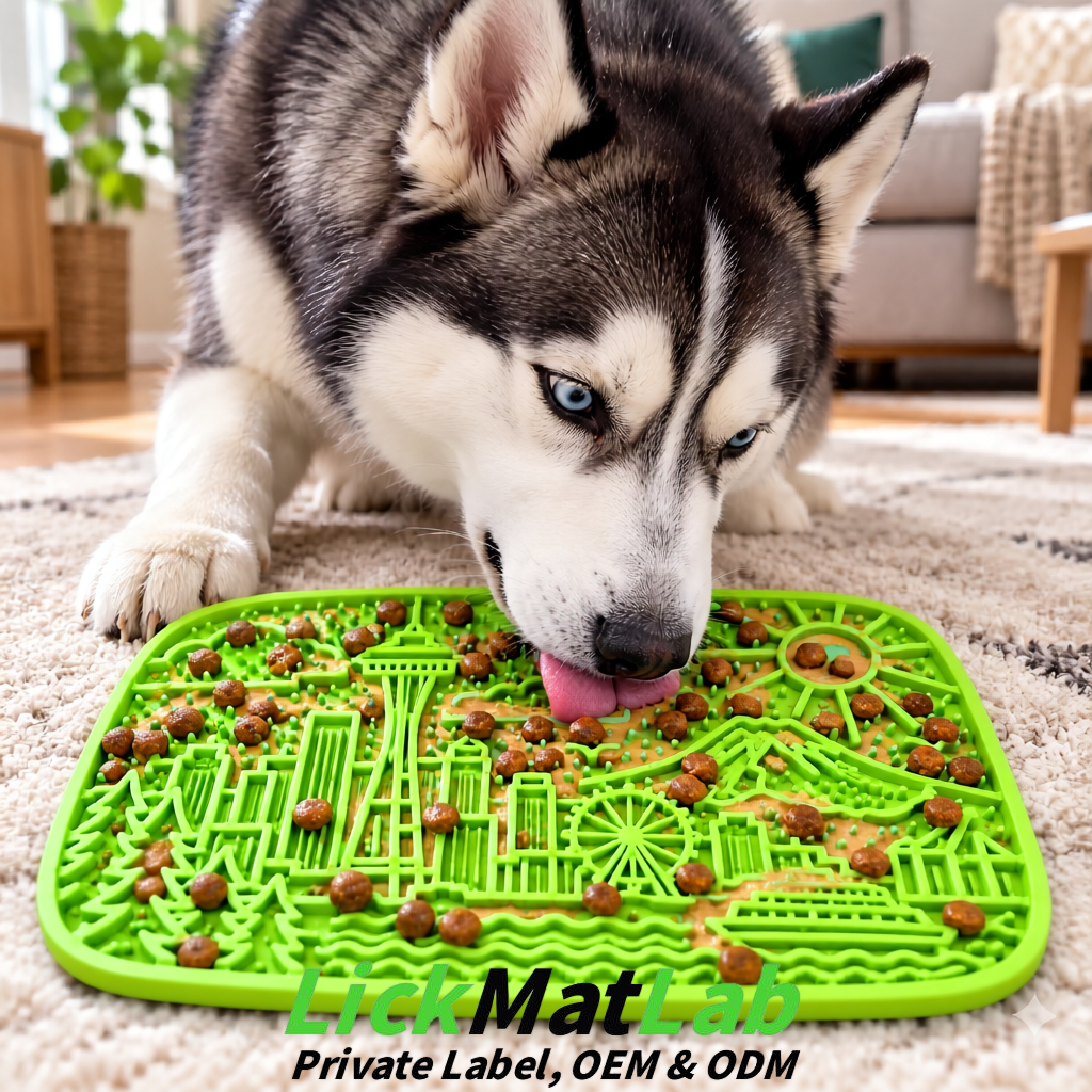 Lime Green Seattle City-Themed Lick Mats for Pets | Private Label
