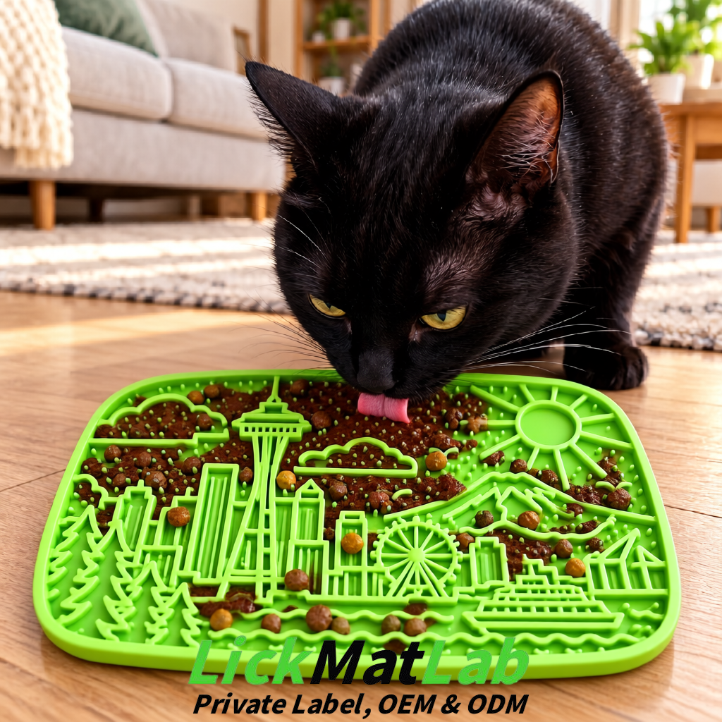Lime Green Seattle City-Themed Lick Mats for Pets | Private Label Lime Green Seattle City-Themed Lick Mats for Pets | Private Label