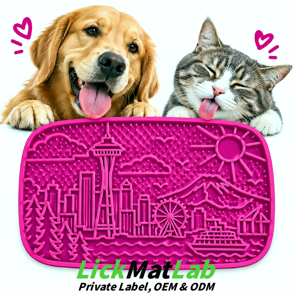 Magenta Seattle City-Themed Lick Mats for Pets | Private Label