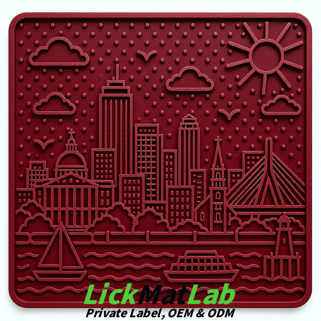 Maroon Boston Urban Design Lick Mats For Cat & Dog | OEM/ODM Manufacturer