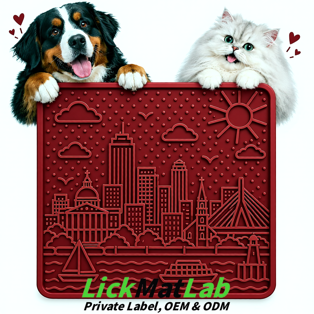Maroon Boston Urban Design Lick Mats For Cat & Dog | OEM/ODM Manufacturer