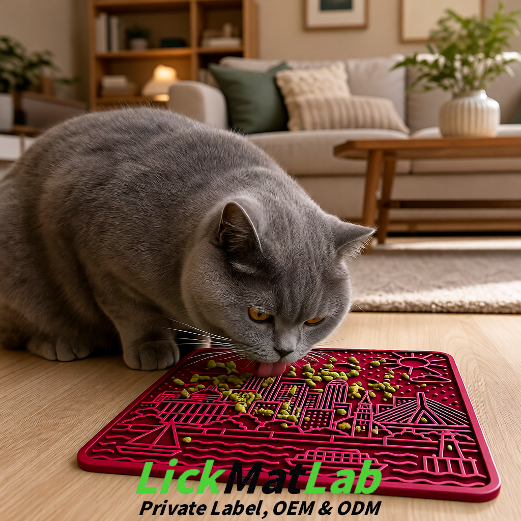 Maroon Boston Urban Design Lick Mats For Cat & Dog | OEM/ODM Manufacturer