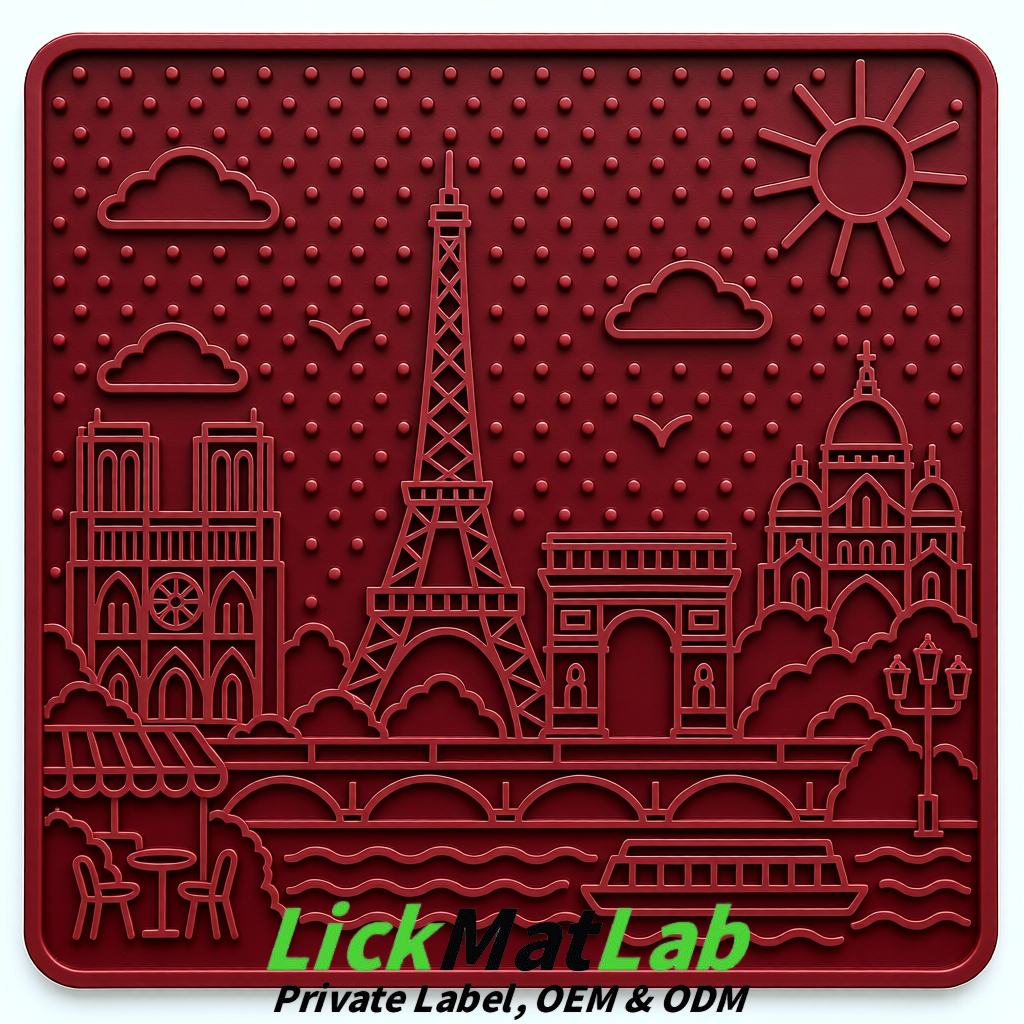 Maroon French-Inspired Paris Lick Mats for Pets | Private Label