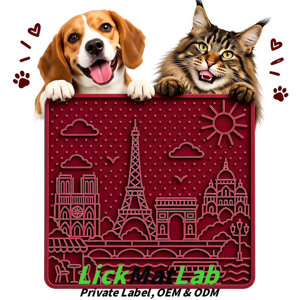 Maroon French-Inspired Paris Lick Mats for Pets | Private Label