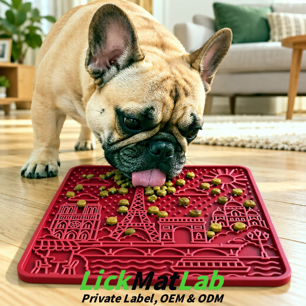 Maroon French-Inspired Paris Lick Mats for Pets | Private Label