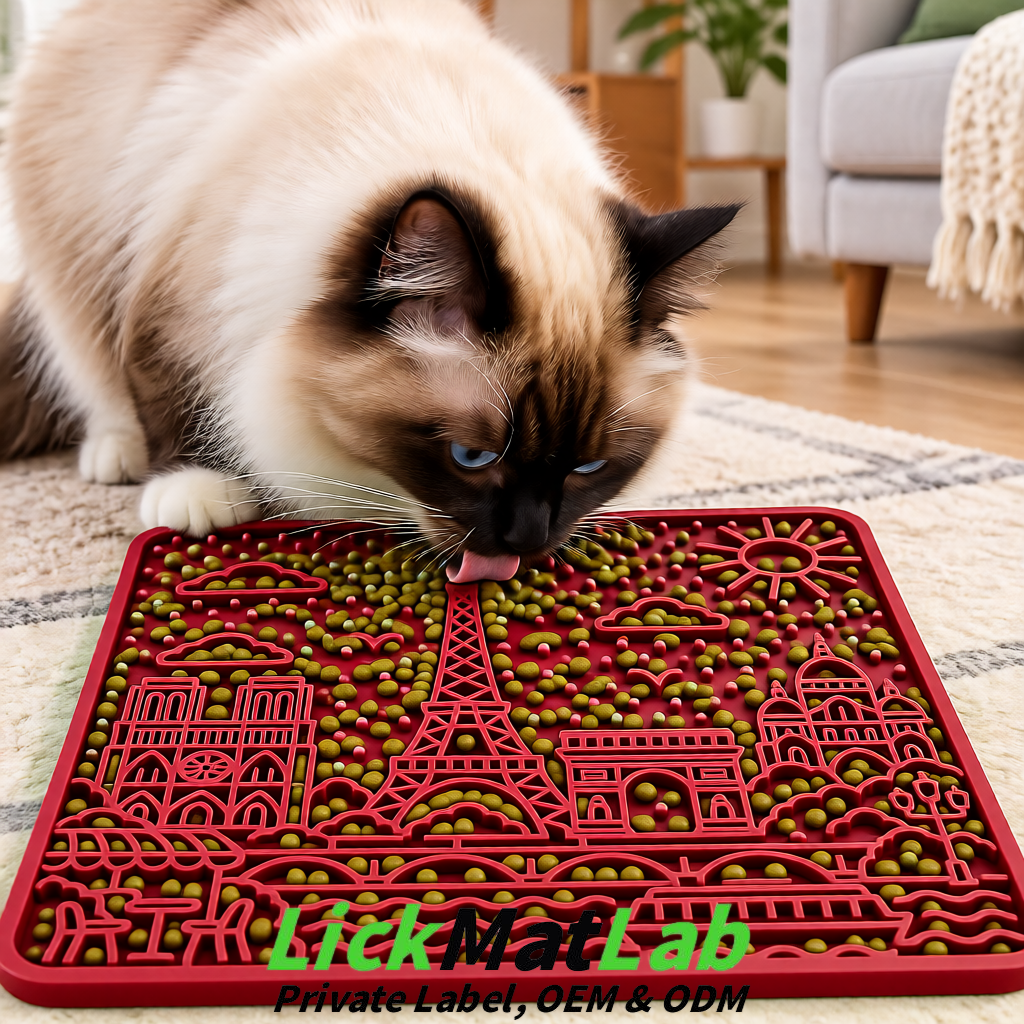Maroon French-Inspired Paris Lick Mats for Pets | Private Label