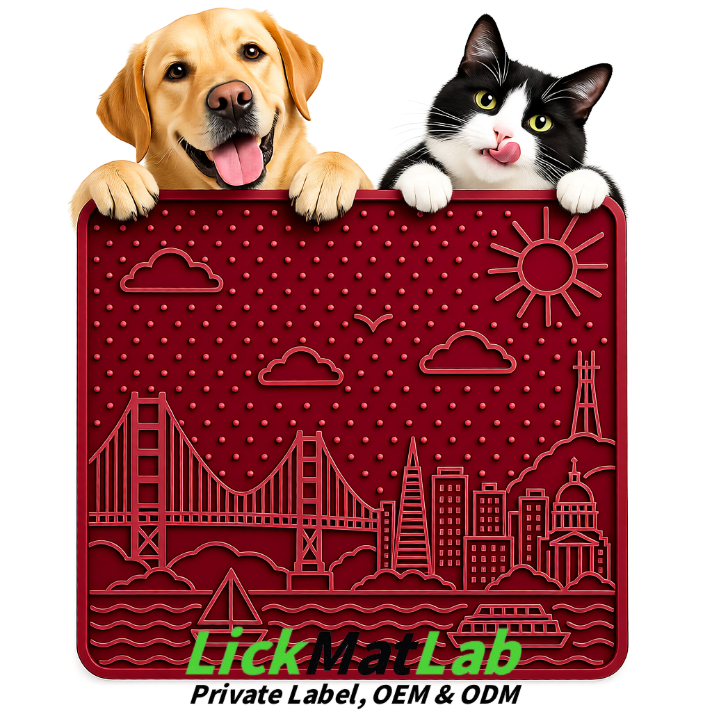 Maroon Bayside San Francisco Lick Mats | Private Label for Pets