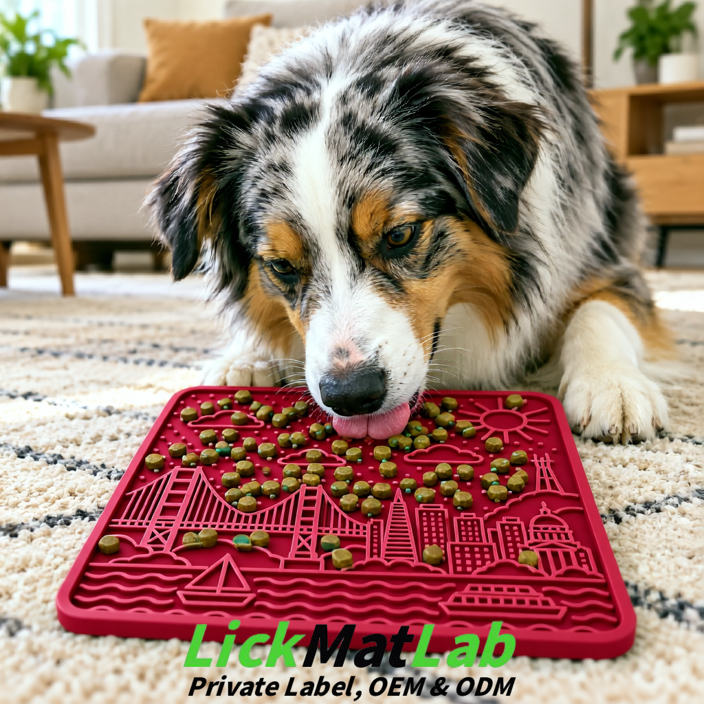 Maroon Bayside San Francisco Lick Mats | Private Label for Pets