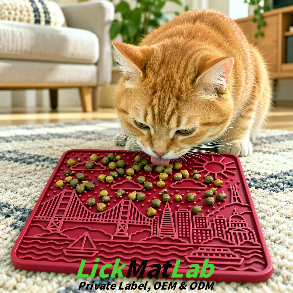 Maroon Bayside San Francisco Lick Mats | Private Label for Pets