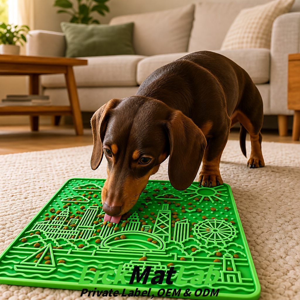Matcha Green Chicago Skyline Lick Mats for Dogs & Cats | Private Label